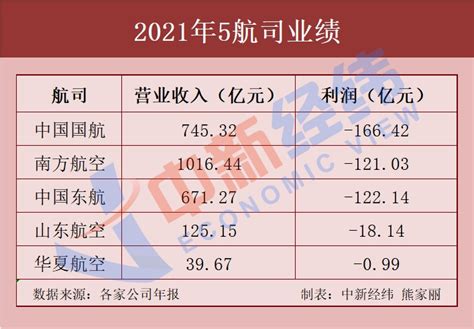 5家航空公司2021年业绩出炉！国航、东航、南航亏超百亿人民币新浪财经新浪网