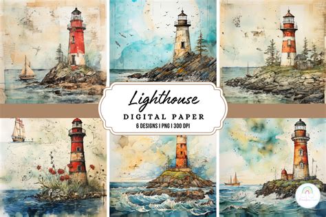 Vintage Lighthouse Background Graphic by Rainbowtown · Creative Fabrica