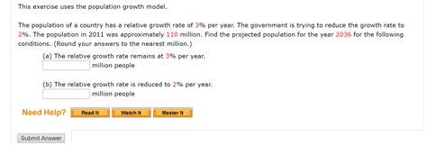 Solved This Exercise Uses The Population Growth Model The Chegg