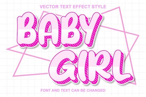 Premium Vector | Baby girl cute beauty typography 3d editable text effect font style template ...