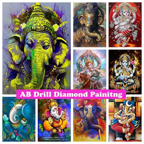 Lord Ganesha Indian God D Diy Ab Drills Diamond Painting Embroidery