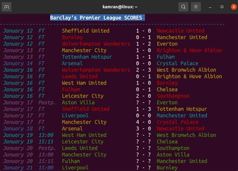 LiveScore-CLI on Ubuntu 20.04: Get Premier League and Soccer Scores