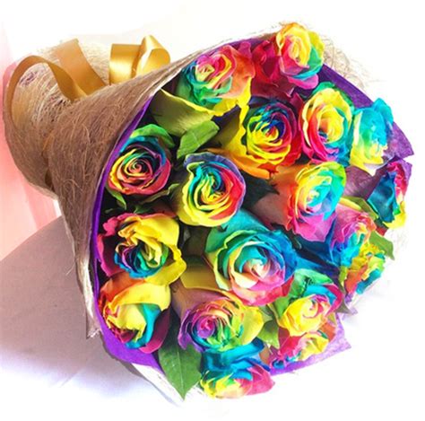 24 pcs Ecuadorian Rainbow Roses in Bouquet To Manila | Delivery Rainbow ...