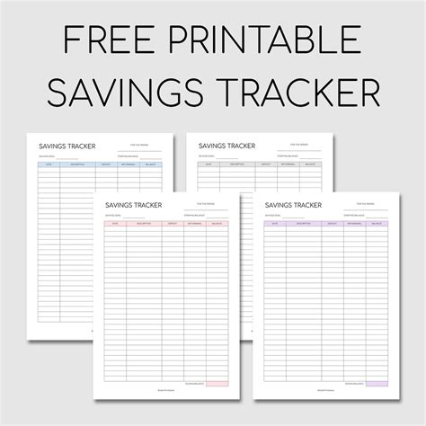 Printable Savings Tracker For Kids