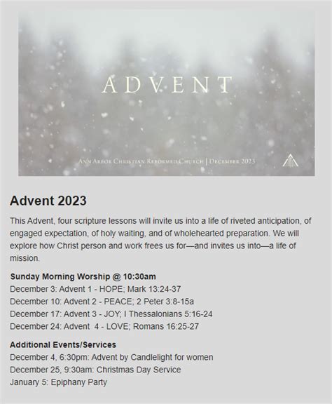 Advent 2023 – Ann Arbor Christian Reformed Church