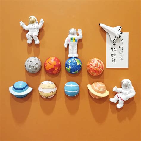 3D Planet Refrigerator Magnetic Sticker Space Moon Astronaut Spaceship