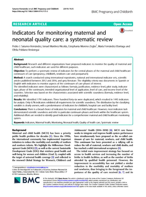 Indicators For Monitoring Maternal And Neonatal Quality Care A