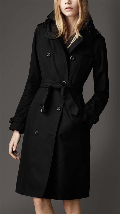 Lyst Burberry Long Cotton Gabardine Hooded Trench Coat In Black