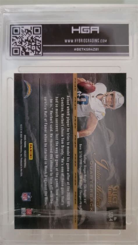 Justin Herbert 2020 Select Certified Hga Graded Rookie Rc Mint 9