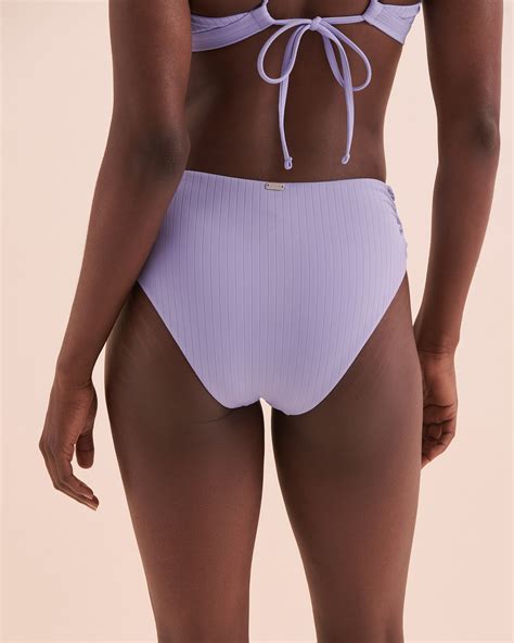 TROPIK Sunset Ribbed High Waist Brazilian Bikini Bottom Lilac