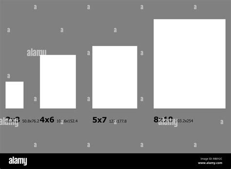 Ejemplo de las dimensiones de los tamaños de papel fotográfico