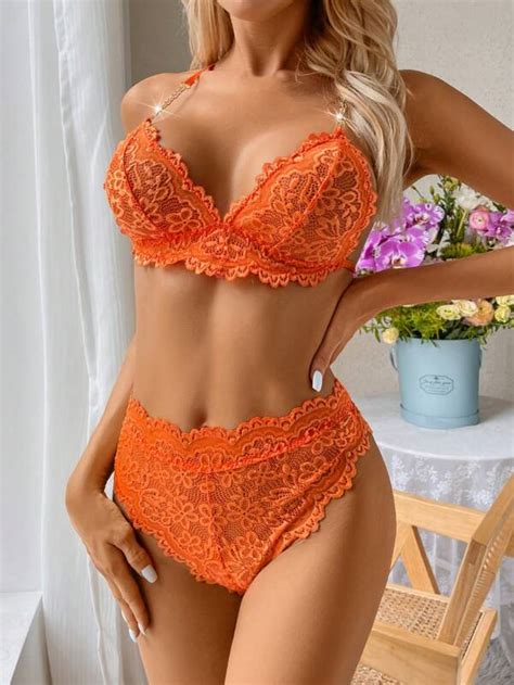 Conjunto De Lingerie Renda Floral Guarni O De Vieira Shein Brasil