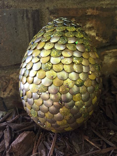 Large Gold Jeweled Dragon Egg 5 Inches