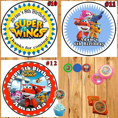 Super Wings Birthday Round Stickers Printed 1 Sheet Cup Cake Toppers F Virginia Design Shop