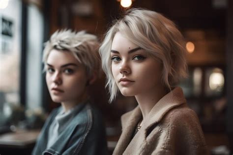 Zwei junge blonde mädchen porträtieren ein neuronales netzwerk das von der ki generiert wurde
