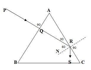 Plz show total internal reflection through an equilateral prism - dwp1smdd