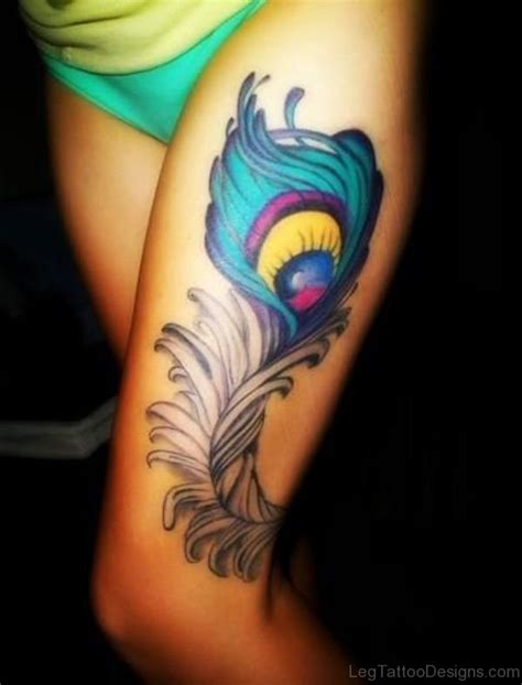 49 Stunning Peacock Tattoos On Thigh Leg Tattoo Designs