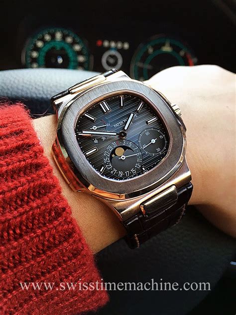 Patek Philippe Nautilus Rose Gold Leather Strap With Moonphase And