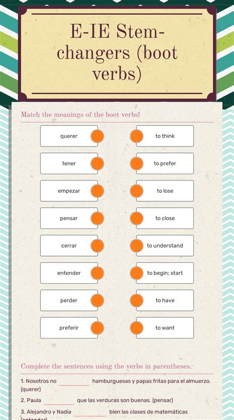 E Ie Stem Changers Boot Verbs Interactive Worksheet By Jasmine