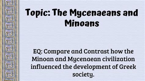 Mycenaeans And Minoans