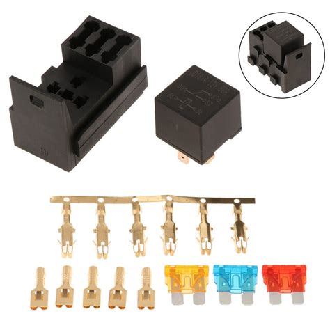 4 Slot Relay Fuse Holder Box 3 Blade Fuses Socket Holder For Automotive