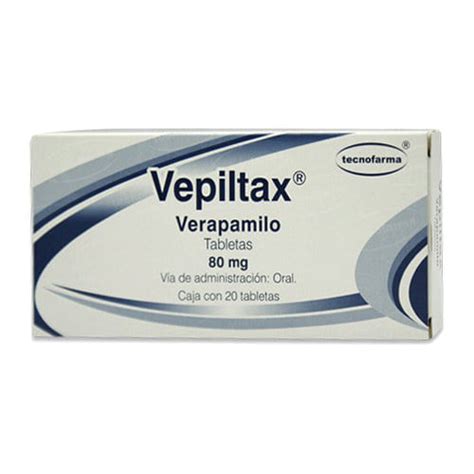 Vepiltax Verapamilo 80 Mg 20 Tabletas Farmacias Klyns