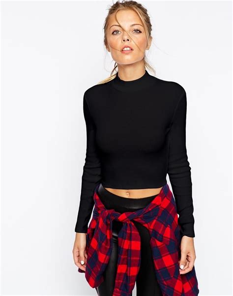 Asos Turtleneck Crop Top In Rib At Asos Latest Fashion Clothes