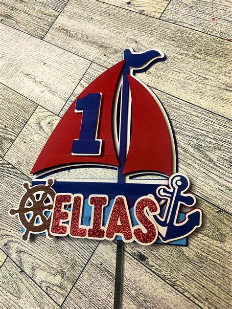 Nautical Cake Topper Sailboat Cake Topper Etsy