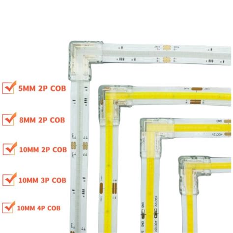 5 10PCS COB LED Connectors 90 Degree L Shape Corner 5 8 10mm Solderless