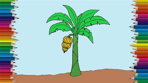 How To Draw A Banana Tree Step By Step Youtube