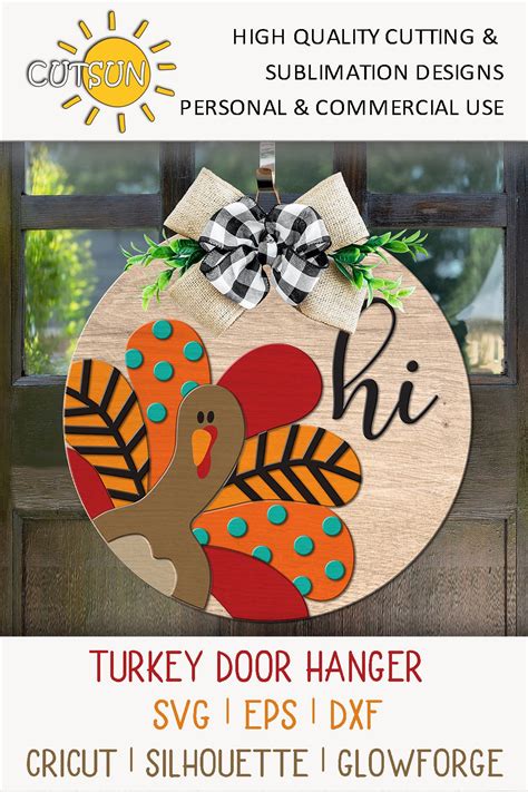 Turkey Door Hanger Svg Thanksgiving Door Hanger Svg Fall Etsy