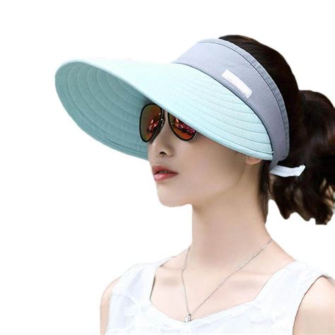 Tureclos Sun Visor Hats Women Large Brim Uv Protection Beach Cap