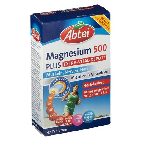 Abtei Magnesium 500 Plus Extra Vital Depot 42 St Shop Apotheke