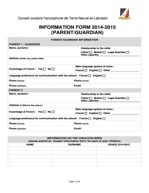 Fillable Online Csfp Nl Information Form Parentguardian