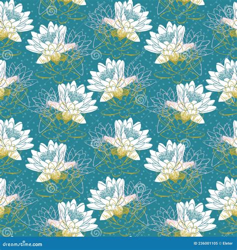 Seamless Pattern With Water Lilies Stock Vector Illustration Of