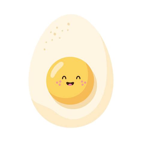 Boiled Egg Kawaii Character 16762802 Vector Art At Vecteezy