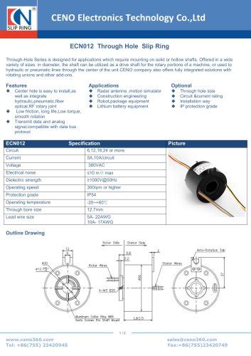 CENO Through Hole Slip Ring ECN012 CENO Electronics Technology Co