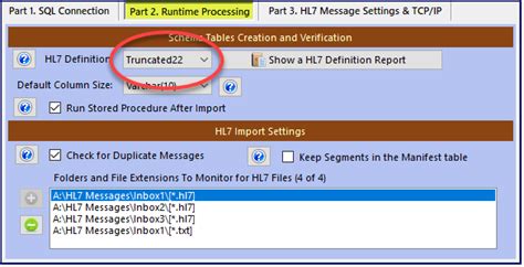 CORE HL7 SQL Engine HL7 Definitions