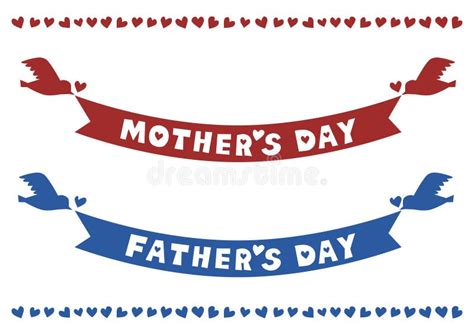 Illustration For Mother S Day And Father S Day Heart Pattern Ribbon