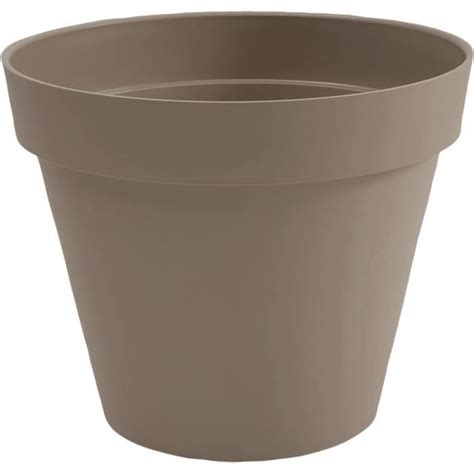 Pot De Fleur Rond Toscane Ø 25 Cm Volume 6 L Ø 25 X H 21 Cm Taupe