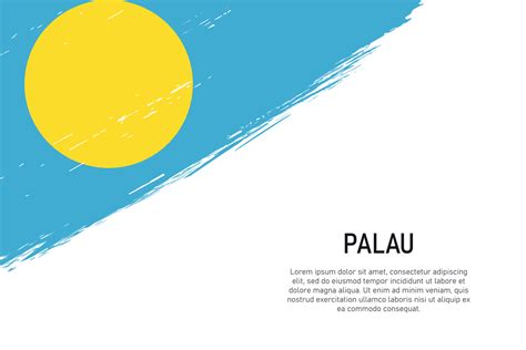 Grunge Styled Brush Stroke Background With Flag Of Palau