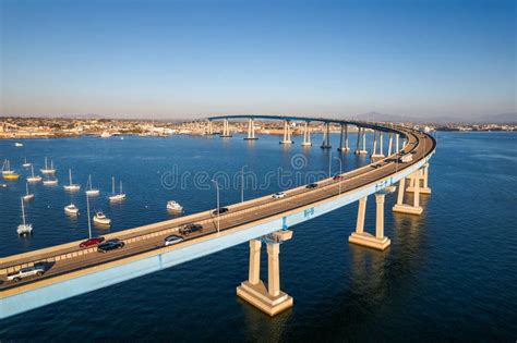 Aerial View of Coronado Bridge in San Diego Bay in Southern California ...