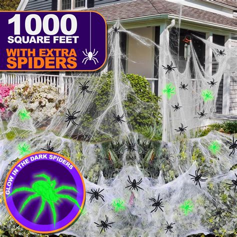 Joyx 1000 Sqft Halloween Spider Web Decorations Super Stretch Spider