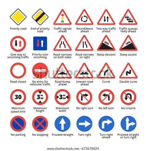 European Traffic Signs Set Vector Road Stock Vector Royalty Free