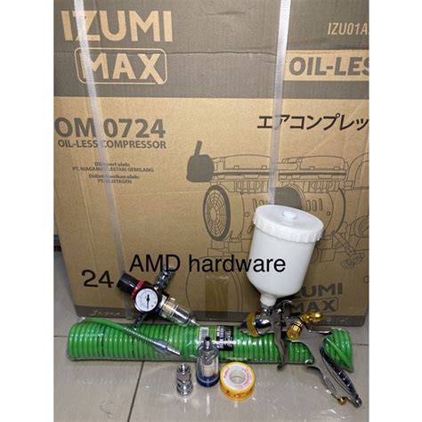 Jual PAKET NGECAT KOMPRESOR COMPRESSOR OILLESS IZUMI 3 4HP OM0724 HVLP