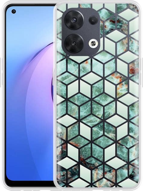 Oppo Reno8 5G Hoesje Groen Hexagon Marmer Designed By Cazy Bol