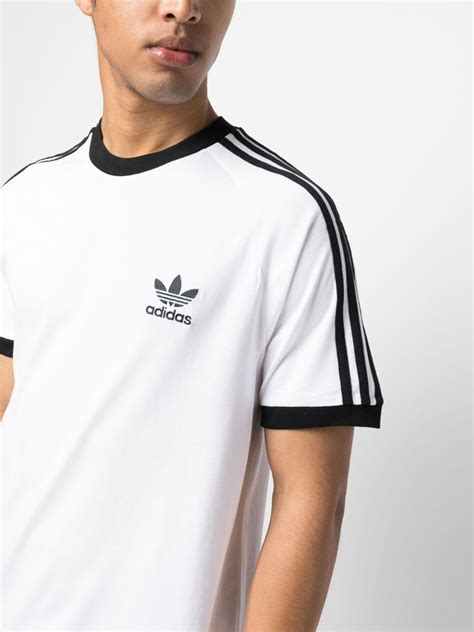 Adidas Originals Logo Print Cotton T Shirt In White Modesens