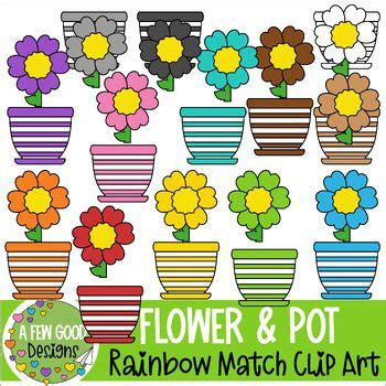 Rainbow Flower And Pot Clip Art In 2024 Rainbow Flowers Clip Art