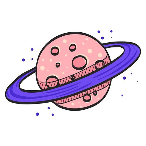 Icono Del Planeta Saturno En La Ilustración De Vector De Color Dibujado