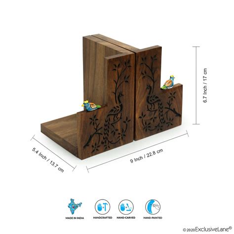 ExclusiveLane Peacock Pair Hand Carved Book Ends In Sheesham Wood Buy